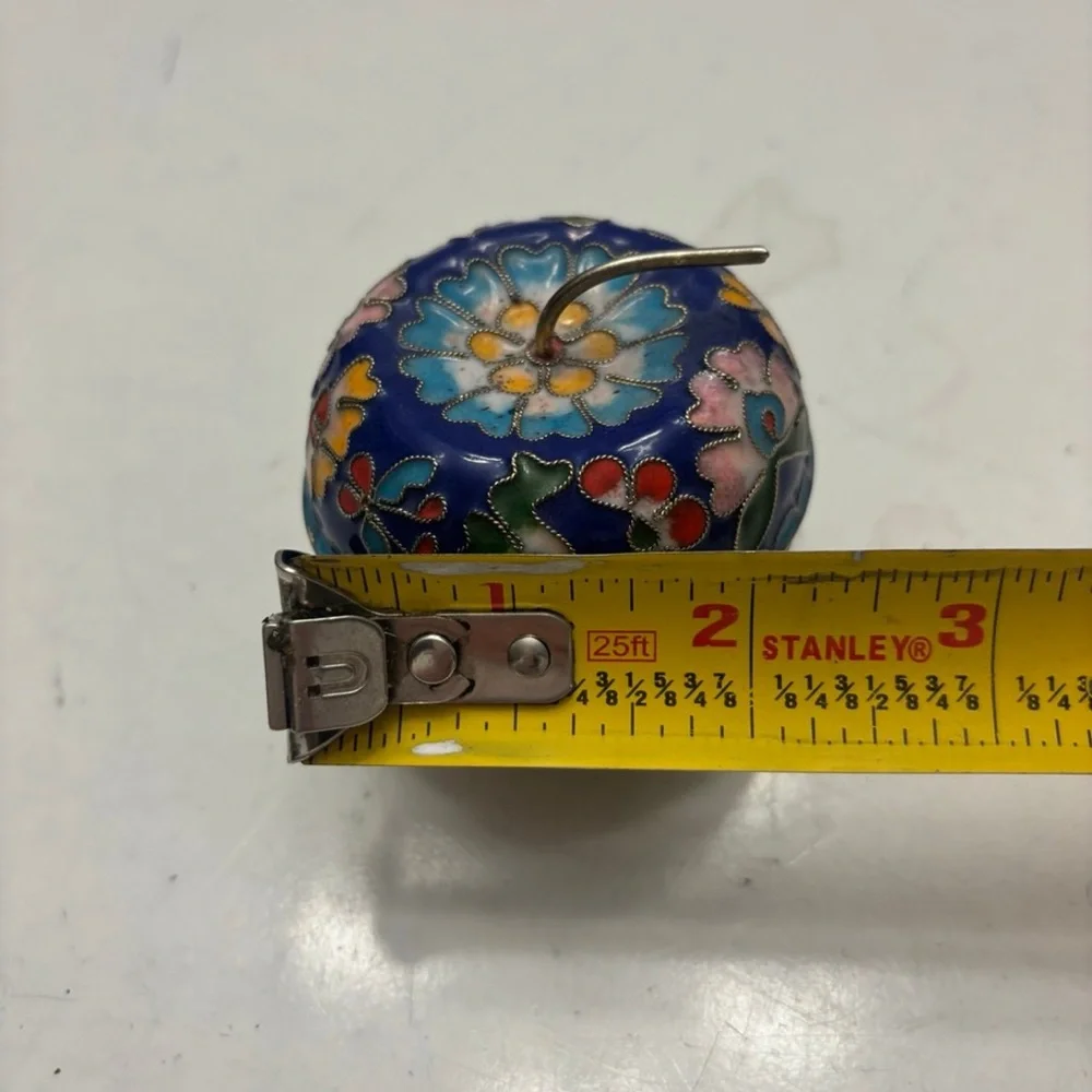Vintage Chiness Apple Fruit Stem Shape with Flowers Metal Trinket Box